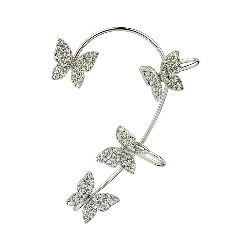 Light Luxury Butterfly Ear Hanging Super Fairy High-end All-in-one Ear Hanging Earrings Female Temperament No Ear Piercing Ear Clip Earring Accessories