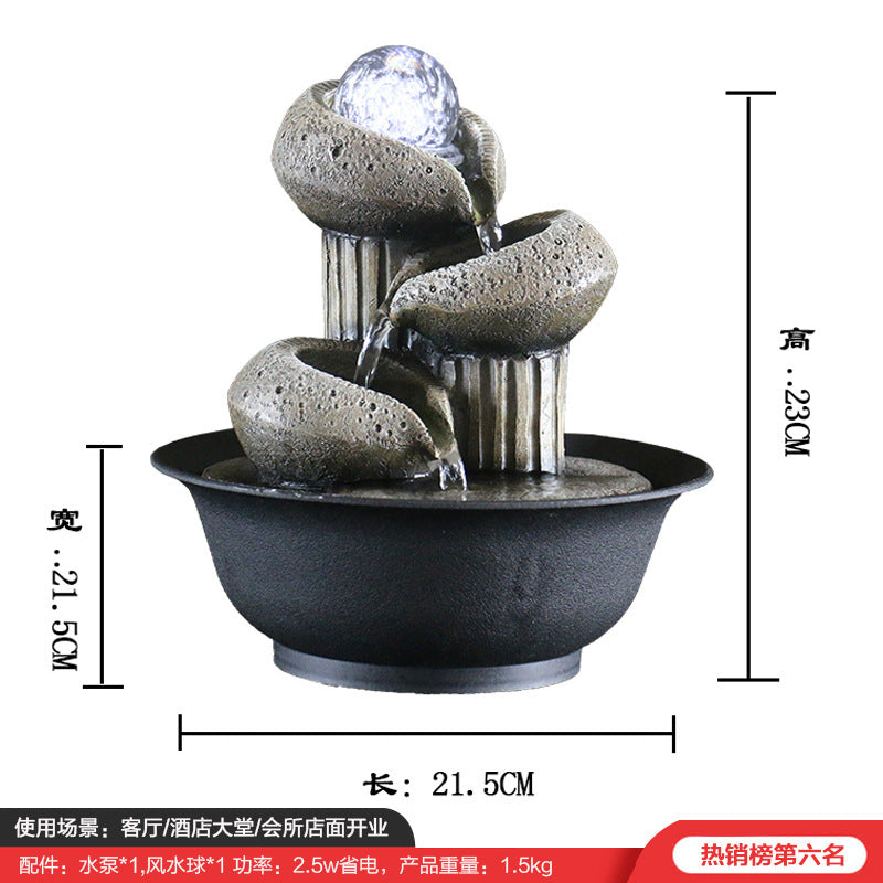 Living Room Lucky Ornaments Decoration Circulating Water Landscape Fountain Make Money Transfer Feng Shui Ball Office Table Opening Ceremony