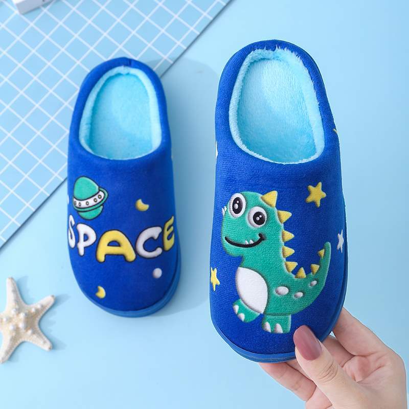 Children's Cotton Slippers Parent-child Shoes Plus Velvet Thick Soft Bottom Home Fashion Cartoon Boys And Girls Children Wool Slippers Cotton Slippers