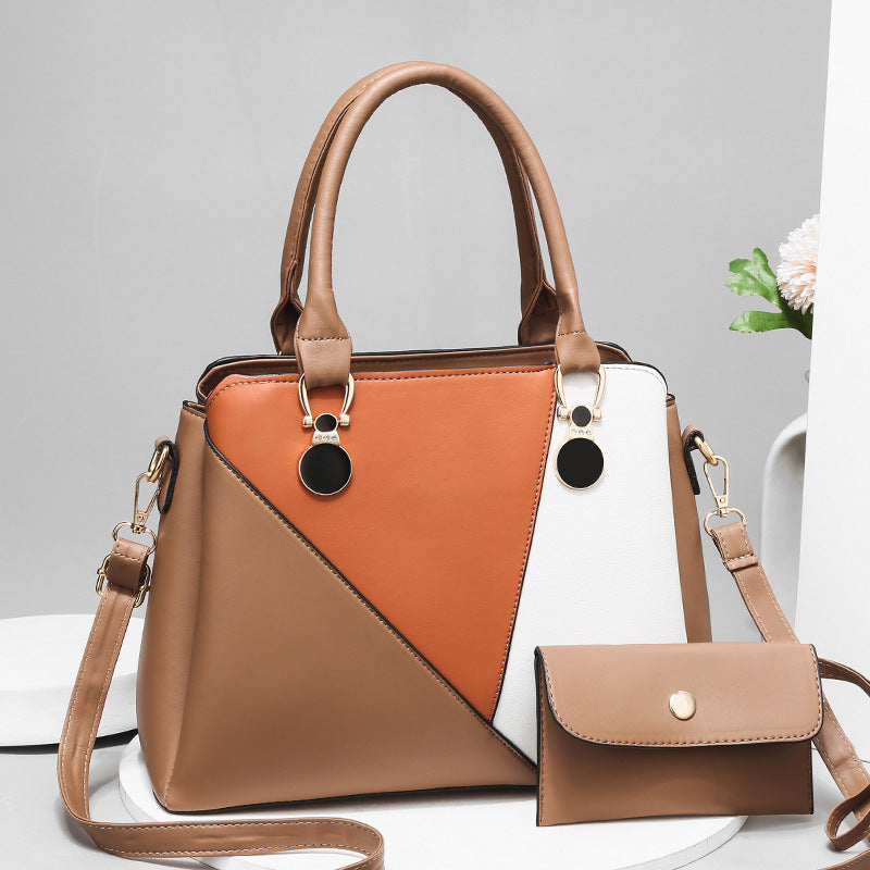 The New Temperament Mother-and-child Bag Retro Fashion Hit Color One-shoulder Messenger Female Bag Bags Large-capacity Middle-aged Mother Bag