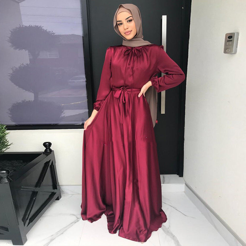 Spot XY006 Middle East Saudi Arabia Foreign Trade Cross-border Muslim Hui Solid Color Robe And Ankle Dress Abaya