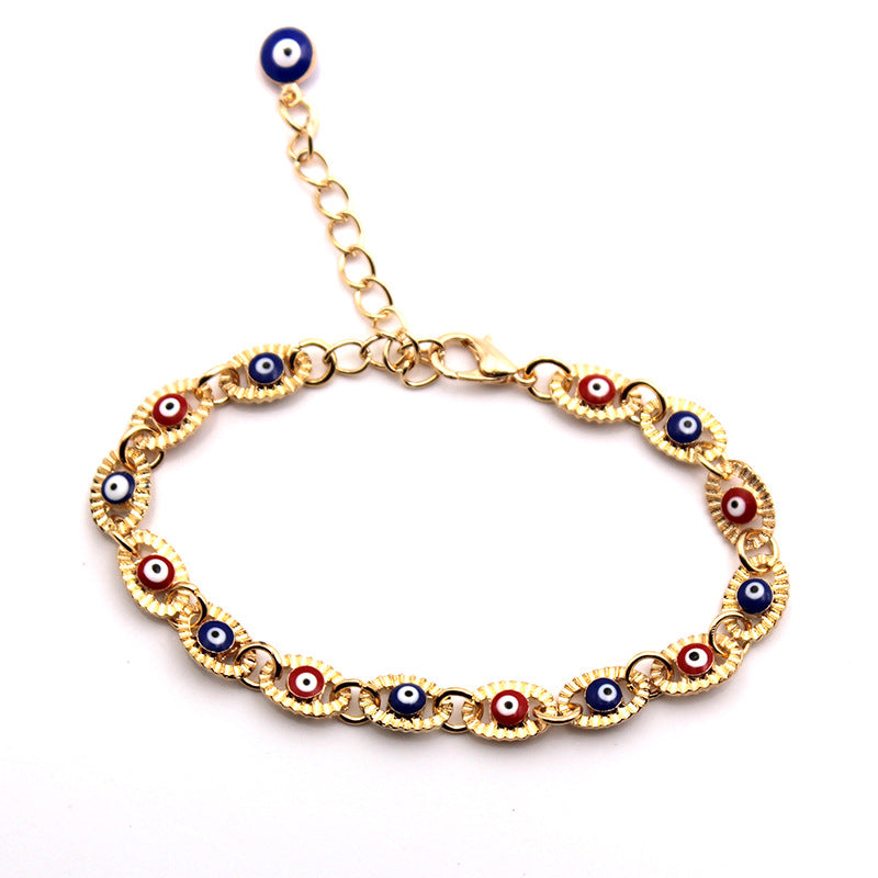 Alloy Plating 18K Gold Epoxy Turkey Blue Red Ladies Bracelet Jewelry