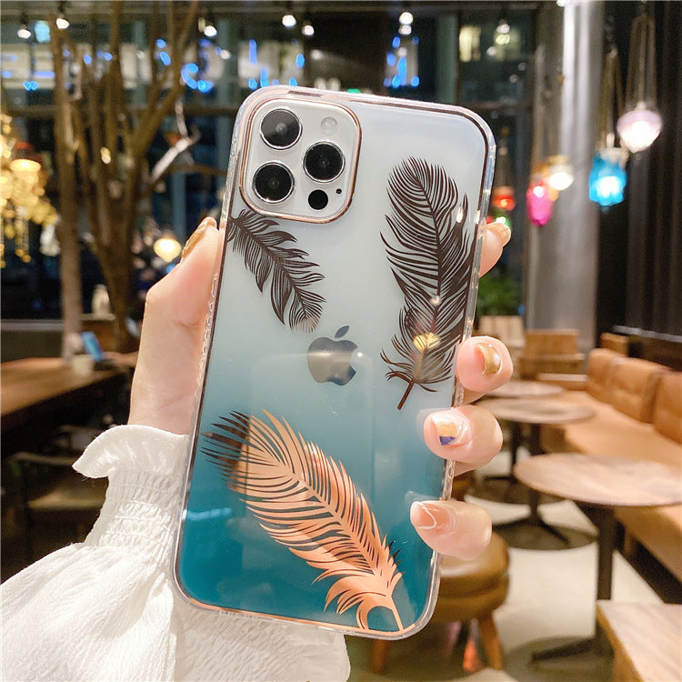 Aurora Feather Suitable For Apple 13 Mobile Phone Case IPhone 11 Gradient Color New 12Pro Max Foreign Trade New Style