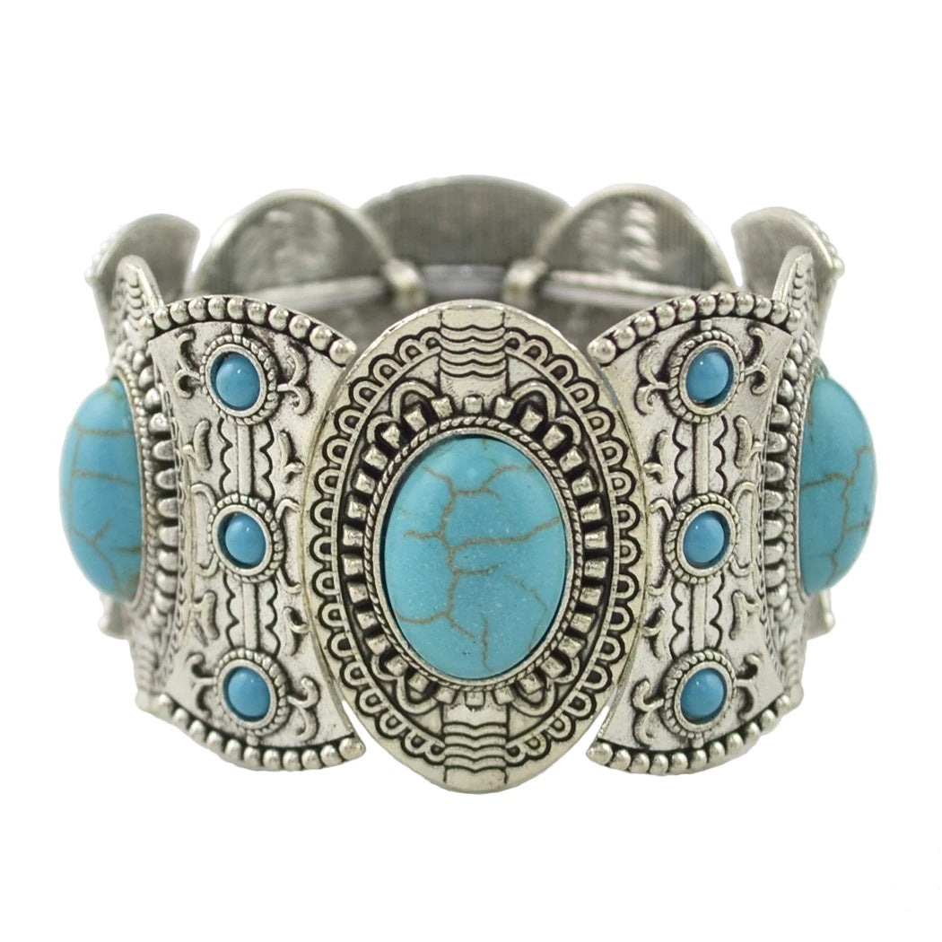 European And American Fashion Turquoise Bracelets Foreign Trade Jewelry Original Single Retro Diamond Jewelry Wholesale
