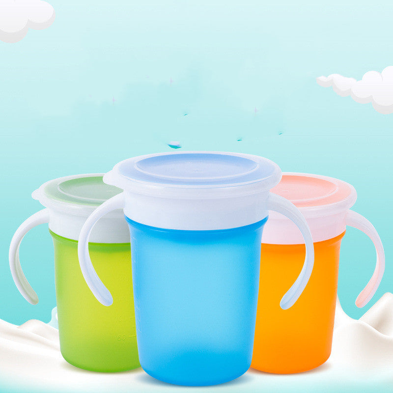 Leak Proof Silicone Baby Drinking Cup 360 Degree Rotating Magic Child Water Bottle With Double Handle Flip Lid Copos
