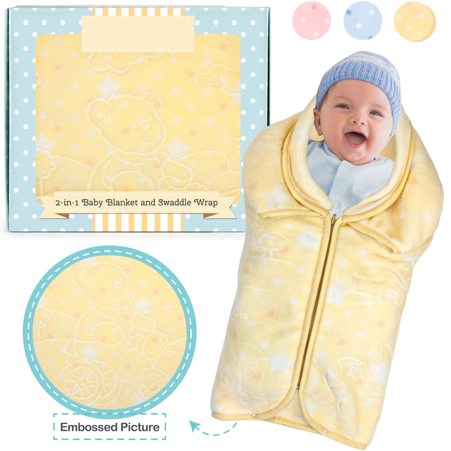 Baby Swaddle Wrap Baby Sleeping Bag Sack Infant Fleece Blanket 2 IN 1 Adjustable