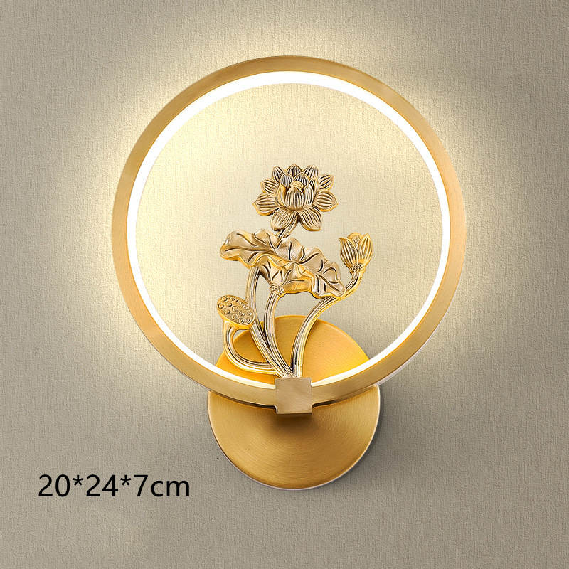 Light Luxury Background Wall Modern Zen Round Copper Wall Lamp